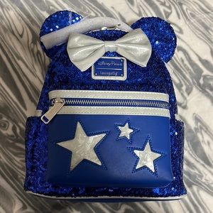 Loungefly Disney Parks Blue Sequin Mini Backpack 🌌